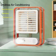 Portable Desktop Air Conditioner Usb Mini Air Cooler Fan Water Cooling Fan With 3 Speed Spray Humidifier Purifier For Car Home Rechargeable(random Color )